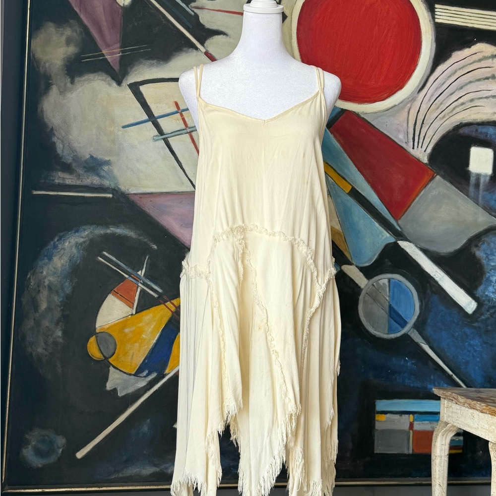 Chic Asymmetrical Cream Dress